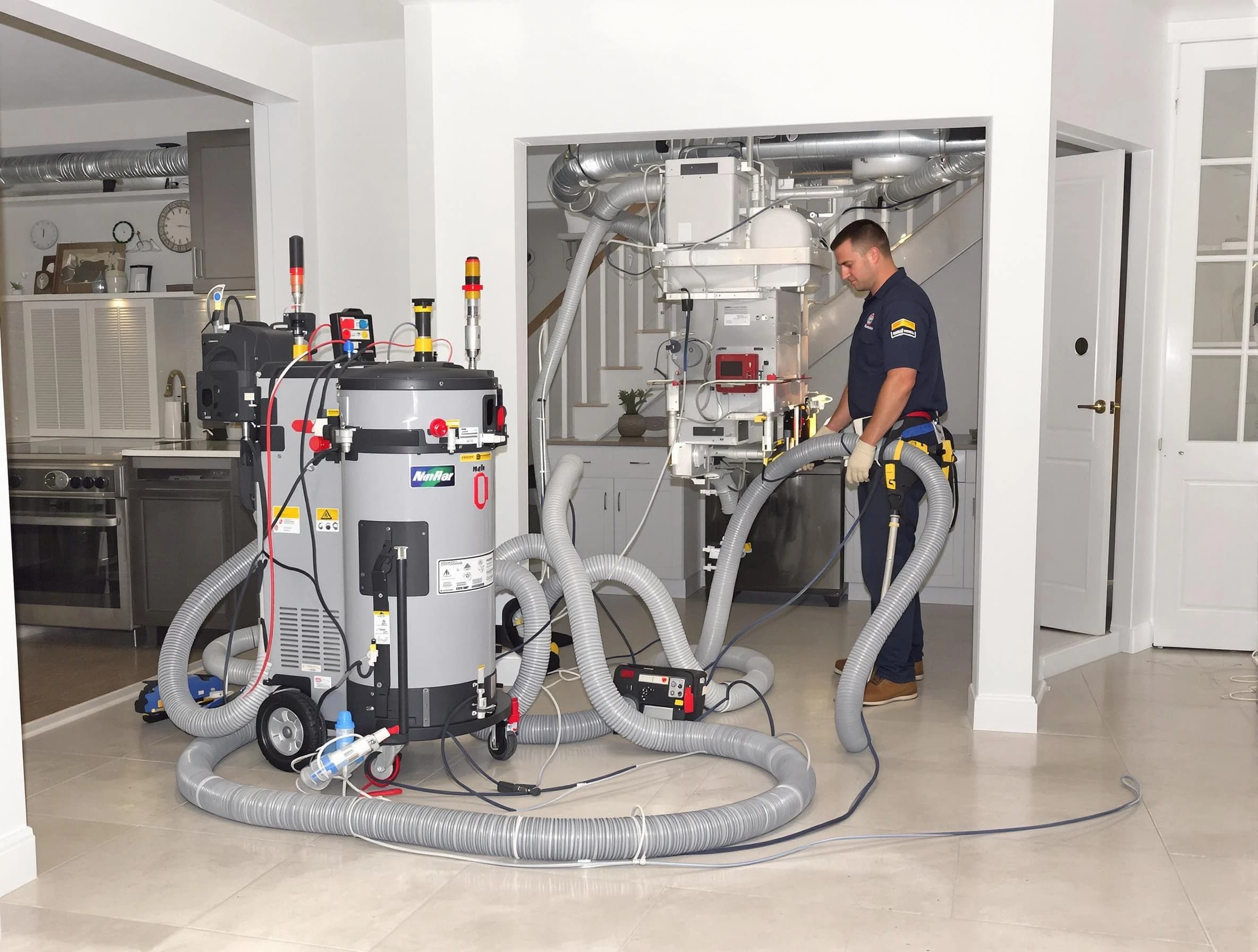 Vestavia Hills Air Duct Cleaning technician operating negative pressure cleaning equipment for thorough duct maintenance in Vestavia Hills