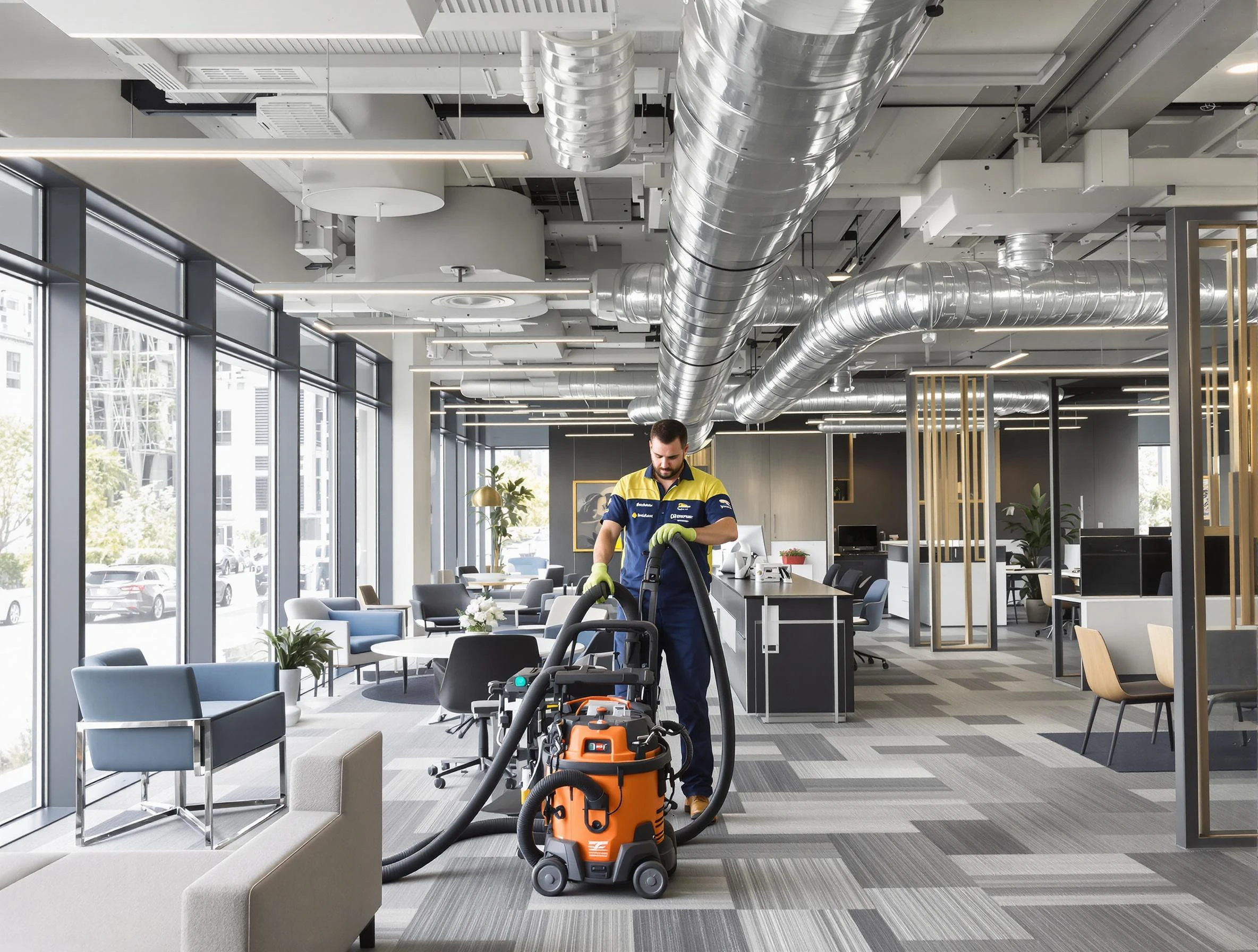 Vestavia Hills Air Duct Cleaning team performing thorough commercial duct cleaning at a Vestavia Hills business center