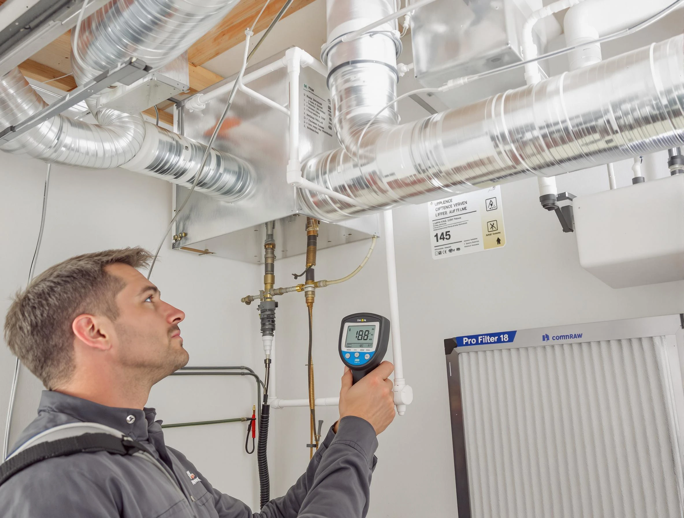 Vestavia Hills Air Duct Cleaning expert conducting detailed filter system inspection using diagnostic tools in Vestavia Hills